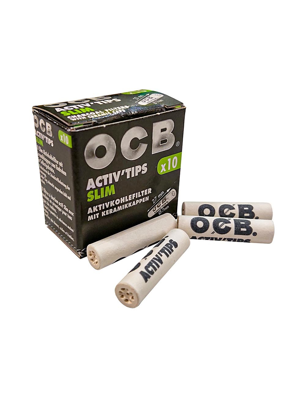 Vârfuri OCB ACTIV CHARCOAL 27mm Ø 7mm (pachet de 10 buc)